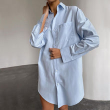 Load image into Gallery viewer, New 2022 Spring 100% Cotton White Long Shirt Women Elegant  Plus Blouses Turn-down Collar Long Sleeve Dress Women's Green Shirts