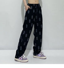 Load image into Gallery viewer, New Fashion Print Corduroy Pants for Women 2022 Elastic Waist Loose Trousers Spring Casual Chic Cool Straight Bottoms