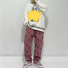 Load image into Gallery viewer, New Fashion Print Corduroy Pants for Women 2022 Elastic Waist Loose Trousers Spring Casual Chic Cool Straight Bottoms