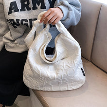 Load image into Gallery viewer, New Letters Female Big Totes High Quality Ladies Bucket Shoulder Soft Vintage Crossbody Bags 2022 Winter Fashion School Bookbags