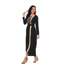 Load image into Gallery viewer, New Muslim Dress With Embroidery And Beaded Long Slim Dress With Belt Moroccan Oriental  Djellaba  2021women's Clothing Dress