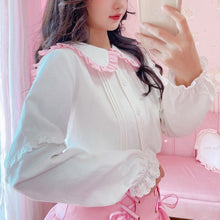 Load image into Gallery viewer, New Rabbit Ear Shirts Cute Japan Style for Women 2022 Kawaii Bow Tops Long Sleeve Single Breasted Sweet Fungus Blouses Spring