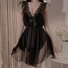 Load image into Gallery viewer, Night Dress Women Sexy Lingerie Pajamas Summer Thin Lace Suspenders Nightdress V-Neck Fashion Dress Pure Desire Wind Home Wear