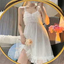 Load image into Gallery viewer, Night Dress Women Sexy Sleepwear Summer With Chest Pad Woman Dresses Little Fairy Suspenders Nightdress French Sweet Home Wear