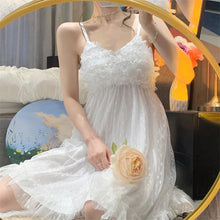 Load image into Gallery viewer, Night Dress Women Sexy Sleepwear Summer With Chest Pad Woman Dresses Little Fairy Suspenders Nightdress French Sweet Home Wear