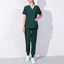 Load image into Gallery viewer, Nursing Uniforms Two Piece Unisex Shorts Scrub Sets Sleeve Pocket Top Tee Loose Pants Beauty Salon Workwear Overalls Plus Size