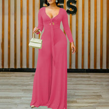 Load image into Gallery viewer, Oversized Jumpsuit Autumn Elegant Wide Leg Pants Long Sleeves Deep V Neck High Waist Solid Parties and Clubnight Rompers Femme