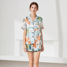 Load image into Gallery viewer, Pajama Sets Summer Sleepwear Women Pajamas Silk Sleepwear Set Printing Nightwear Two Piece Suit Home Clothes Nightgown Nightie