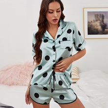Load image into Gallery viewer, Pajama Sets Summer Sleepwear Women Pajamas Silk Sleepwear Set Printing Nightwear Two Piece Suit Home Clothes Nightgown Nightie