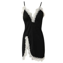 Load image into Gallery viewer, Pajamas For Women With Chest Pad Sexy Suspender Lingerie Women Lace Hot Nightwear Chemise Night Dress Women Satin Home Wear