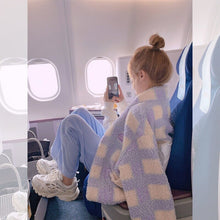 Load image into Gallery viewer, Plaid Sweet Furl Coat Women Warm Winter Trend Coats and Jakets Female Loose Japanese Style Kawaii Korean Overcoat Women 2020 New