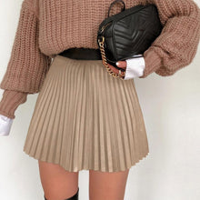 Load image into Gallery viewer, Pleated Faux Leather High-waiste Women's Mini Skirt Sexy Black Female Short Skirt 2021 New Spring Summer Fashion Ladies Bottoms
