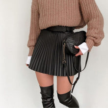 Load image into Gallery viewer, Pleated Faux Leather High-waiste Women's Mini Skirt Sexy Black Female Short Skirt 2021 New Spring Summer Fashion Ladies Bottoms