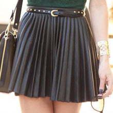 Load image into Gallery viewer, Pleated Faux Leather High-waiste Women's Mini Skirt Sexy Black Female Short Skirt 2021 New Spring Summer Fashion Ladies Bottoms