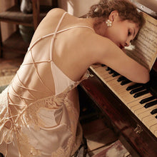 Load image into Gallery viewer, Plus Size Ice Silk Sexy Pajamas Women's High-end Light Luxury Suspender Nightdress Solid Lace Sexy Party Club Bodycon Dresses