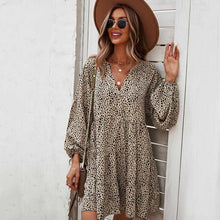 Load image into Gallery viewer, Plus Size Women Short Dress Mini Vestidos Sexy Leopard Print Beach Dresses Latest 2021 Autumn Casual Loose Chiffon Dress Femme