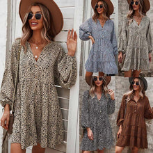 Load image into Gallery viewer, Plus Size Women Short Dress Mini Vestidos Sexy Leopard Print Beach Dresses Latest 2021 Autumn Casual Loose Chiffon Dress Femme