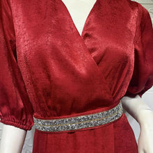 Load image into Gallery viewer, Plus Size Women's Diamond Belt Puff Sleeve Dress Evening Dress Turkish Long Muslim Robe Abaya Kimono Jalabiya Dress Dubai