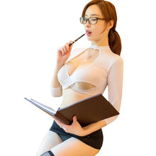 Load image into Gallery viewer, Porno Lingerie Women's Sexy Secretary Uniform Temptation Office Cosplay Sexy Lingerie  Plus Size Nightwear Top+ Skirt suit