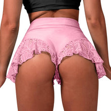 Load image into Gallery viewer, S-3XL Women Hip Lift Skinny Shorts Lace Ruffle Trim Elastic Waistband Pants Gym Yoga Dance Jogging Fitness Bottoms Dancewear