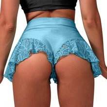 Load image into Gallery viewer, S-3XL Women Hip Lift Skinny Shorts Lace Ruffle Trim Elastic Waistband Pants Gym Yoga Dance Jogging Fitness Bottoms Dancewear