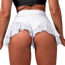 Load image into Gallery viewer, S-3XL Women Hip Lift Skinny Shorts Lace Ruffle Trim Elastic Waistband Pants Gym Yoga Dance Jogging Fitness Bottoms Dancewear