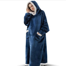 Load image into Gallery viewer, 2022 Super Long Flannel Blanket with Sleeves Winter Hoodies Sweatshirt Women Men Pullover Fleece Giant TV Blanket Oversized New