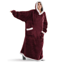 Load image into Gallery viewer, 2022 Super Long Flannel Blanket with Sleeves Winter Hoodies Sweatshirt Women Men Pullover Fleece Giant TV Blanket Oversized New