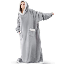 Load image into Gallery viewer, 2022 Super Long Flannel Blanket with Sleeves Winter Hoodies Sweatshirt Women Men Pullover Fleece Giant TV Blanket Oversized New