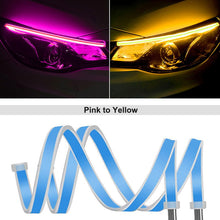 Load image into Gallery viewer, 1pair Bright Flexible DRL LED Strip Turn Signal White Yellow Sequential LED Daytime Running Lights for Cars Headlight