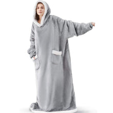 Load image into Gallery viewer, 2022 Super Long Flannel Blanket with Sleeves Winter Hoodies Sweatshirt Women Men Pullover Fleece Giant TV Blanket Oversized New