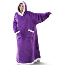 Load image into Gallery viewer, 2022 Super Long Flannel Blanket with Sleeves Winter Hoodies Sweatshirt Women Men Pullover Fleece Giant TV Blanket Oversized New