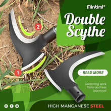 Load image into Gallery viewer, 1PCS High Manganese Steel Double Sickle Chopping Scythe Axe Wood Chopping Trees Cutting Grass Machete Weeding Agricultural Tools