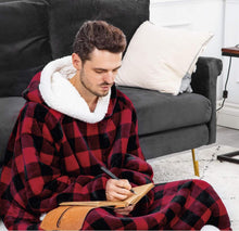 Load image into Gallery viewer, 2022 Super Long Flannel Blanket with Sleeves Winter Hoodies Sweatshirt Women Men Pullover Fleece Giant TV Blanket Oversized New