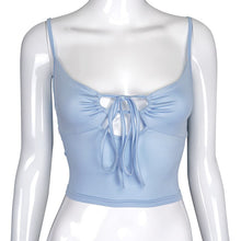 Load image into Gallery viewer, Sexy Backless Crop Top Women Short T-Shirt Summer Hollow Drawstring Strap Solid Clubwear Party Tops Shirts Women Clothes 2021