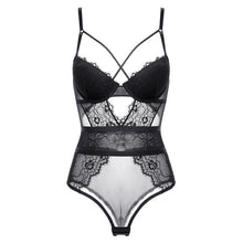 Load image into Gallery viewer, Sexy Bodysuit Women 2019 Hollow Out Lace Bodysuit Halter lace Jumpsuit Sleeveless Solid bralette bodysuits bandage Playsuit