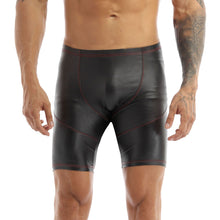 Load image into Gallery viewer, Sexy Mens Faux Leather Shorts Sports Gym Tights Shorts Body Suits Pants Swimsuit Trunks Boxer Swimming Wear Shorts Bathing Suit