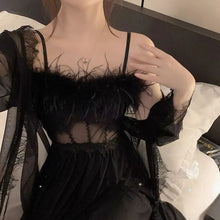 Load image into Gallery viewer, Sexy Pajamas Women'S Feather Suspender Nightdress Ladies Spring And Summer Ice Silk Thin Halter Home Service Can Be Worn Outside
