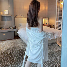 Load image into Gallery viewer, Sexy Pajamas Women'S Sleepwear Robe Autumn And Winter Gold Velvet Nightgown 2 Piece Set Lace Suspender Nightdress Women Homewear