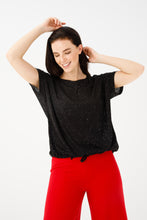 Load image into Gallery viewer, Silvery Gathered Waist Short Bat Sleeve Slash Neck Black Color Summer Combed Cotton Blouse 2021 New Elegant Fashion Women Tops