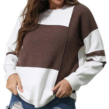 Load image into Gallery viewer, Spring Autumn Tops Women's Sweater Contrast Color Stitching Round Neck Pullover Sweaters O-Neck Loose Striped Knitted Sweater