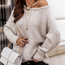 Load image into Gallery viewer, Spring Autumn Women O Neck Long Sleeve Sweaters Elegant Solid Lady Loose Pullover Tops Casual Femme Streetwear Knitting Jumpers