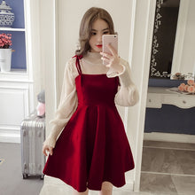Load image into Gallery viewer, Spring New Elegant Two Piece Dress for Women Women Winter Korean A-Line O-Neck Tops and Black Sundress Streetwear Dress Vestidos