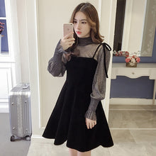 Load image into Gallery viewer, Spring New Elegant Two Piece Dress for Women Women Winter Korean A-Line O-Neck Tops and Black Sundress Streetwear Dress Vestidos