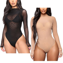 Load image into Gallery viewer, Spring Rompers See-through Long Sleeve Solid Sexy Sheath Skinny Romper Bodysuit Women Jumpsuits Body Top Casual Lady Streetwear