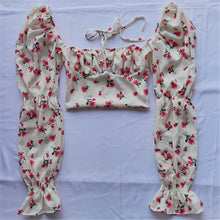 Load image into Gallery viewer, Square Collar Crop Tees Tops Women's Puff Sleeve Tanks Top  Blouse Fashion Retro Clothing Summer Blouses Female Shirts