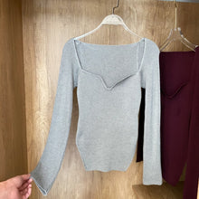 Load image into Gallery viewer, Square Collar Long Sleeve Woman Sweaters Knitted Pullover Women Spring Autumn Sweater Winter Tops For Women Black White Jumper