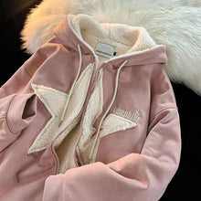Load image into Gallery viewer, Star Hoodie American Style Retro Jackets Five Pointed Plush Thickened Lamb Wool Coat Women Autumn and Winter Loose Lazy Style