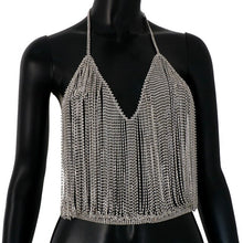 Load image into Gallery viewer, Stonefans Romantic Rhinestone Tassel Chest Chain Vest for Women Sexy Lingerie Bling Crystal Body Chain Bra Outfit Jewelry Dress