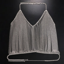 Load image into Gallery viewer, Stonefans Romantic Rhinestone Tassel Chest Chain Vest for Women Sexy Lingerie Bling Crystal Body Chain Bra Outfit Jewelry Dress